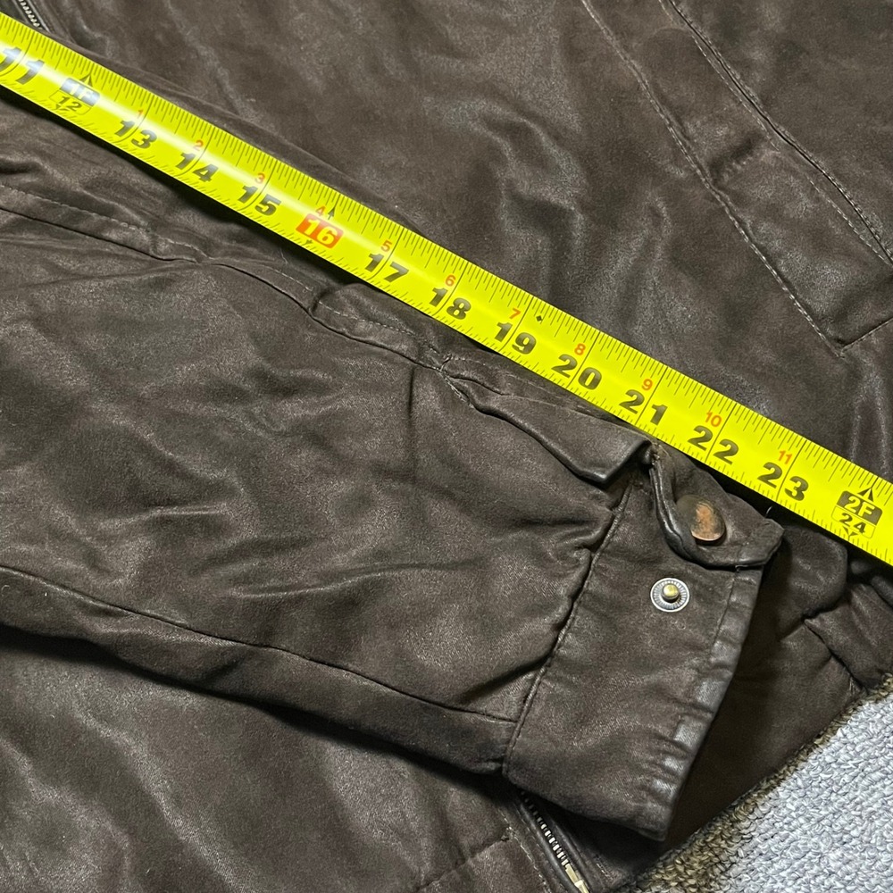 Weather Report by Weatherproof Bomber Jacket Large Brown Faux Suede Full Zip - Picture 6 of 13